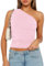 YILEEGOO Women Sexy Sleeveless One Shoulder Crop Tank Tops Ruched Tight Slim Fitted Workout Y2K Vest Top Trendy Cami Going Out Tops (Z1 Pink, L)