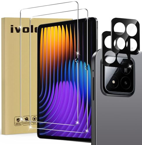 ivoler 2 Piezas Protector de Pantalla para Xiaomi Pad 7 / Xiaomi Pad 7 Pro 11.2 Pulgadas, con [2 Piezas] Protector de Lente de Cámara, Cristal Vidrio Templado Premium, Antiarañazos, Sin Burbujas