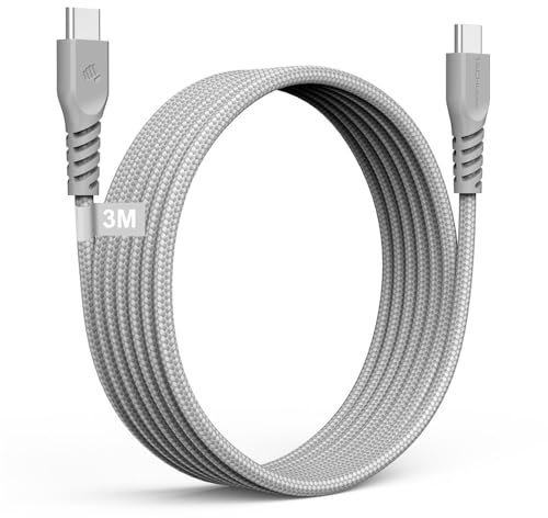 TECHGEAR Cavo di ricarica lungo da USB C a USB C, 60 W, cavo intrecciato da C a C, cavo dati di ricarica rapida di tipo C, compatibile con iPhone 15, iPad Pro