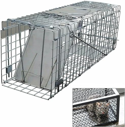 Rattenfalle Lebendfalle Mausefalle Aus Metall, 60cm groß Profi Rattenfalle, Wiederverwendbare Lebendfalle Ratte, Kastenfalle, Drahtfalle, Tierfallenkäfig, Bekämpfung Rattenfallen für Drinnen & Draußen