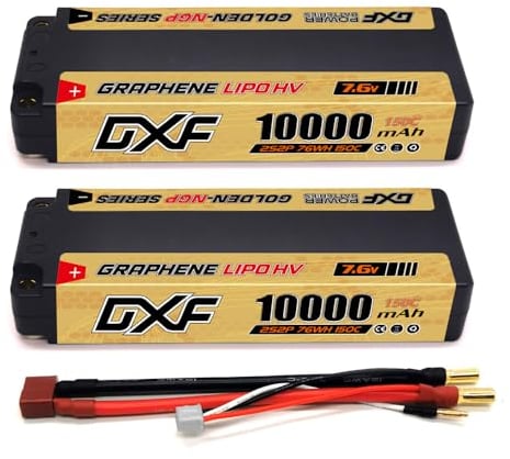 DXF 2 Paquets Batterie lipo 2s 10000mah 150c - Haute Performance pour modèles rc 1/8 et 1/10 - Prise Deans t,7.6v lipo 2s Compatible avec losi