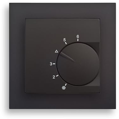 Raumtemperaturregler System Eberle unter Putz anthrazit mit Abdeckrahmen Serie Gira (E2 schwarz matt)