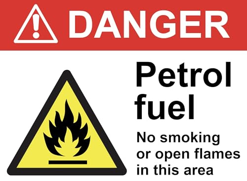 Danger Petrol Fuel No Smoking Warning Site Safety Warning Sign Adhesive Sticker A4 297mm x 210mm