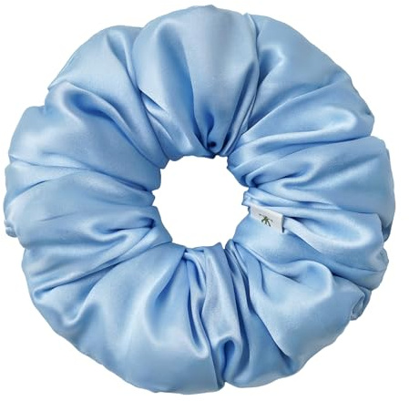 LILYSILK Damen 100% Maulbeerseide Jumbo Haargummi Frauen reine Seide gefüllter Riesen-Pferdeschwanzhalter überdimensioniertes elastisches Haarband große XL Haarschleife von Haarbruch,Eisblau