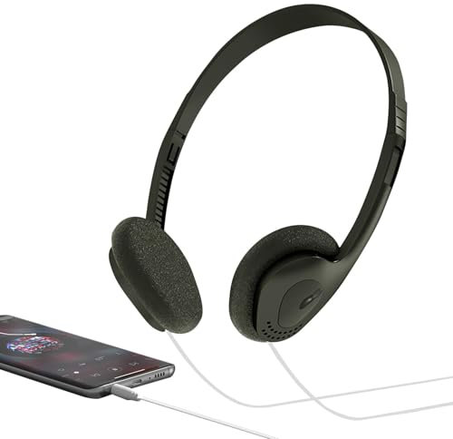 Casque rétro supra-auriculaire léger - Casque stéréo léger - Casque stéréo filaire - Casque portable léger pour ordinateur