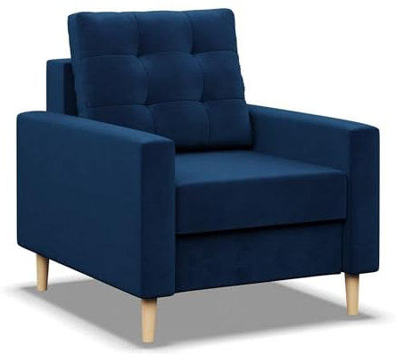 Mebligo - Sessel Wohnzimmer Blank, Sessel mit Schaumstoffpolsterung, Einfacher Relaxsessel, Fernsehsessel im Skandinavischen, Loungesessel Moderne, Sessel & Stühle - Marineblau (Kronos 09)
