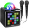 Fenton KAR15B Enceinte Karaoké Enfant Bluetooth sur Batterie avec 2 Micros - Noir, Boule Disco & Façade LED en Rythme avec la Musique, 4 Effets de Voix, Idéale pour Les Fêtes d'Anniversaires