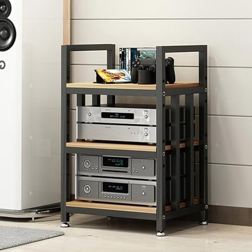 Hifi rack Router schrank tv regal mit verstellbaren Regalen,Audio-Video-Medienständer Medien-Aufbewahrungsschrank für Unterhaltungs-Stereokomponenten,Multifunktionales offenes Lagerregal(Nero,50X40X70