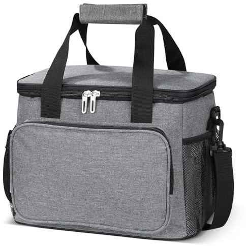 15L Cooler Bag, Thermal Insulated Picnic Lunch Box, Food Cool Bag Medium, Collapsible Waterproof with Hard Liner Suit for Shopping Picnic Camping Beach Hiking Cooler
