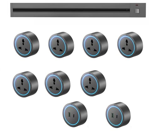 Prise de courant murale 8000 W, adaptateur 2500 W 110-250 V CA 32 A, convient pour la cuisine et le bureau, aucun perçage requis,Grey-100CM