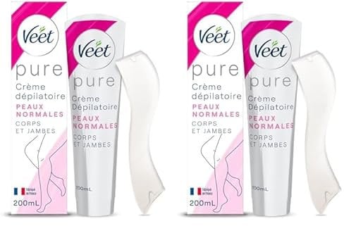 VEET PURE - Crème Dépilatoire Corps & Jambes - Peaux Normales - Sans Odeur d'Amoniaque - 200ml (Lot de 2)