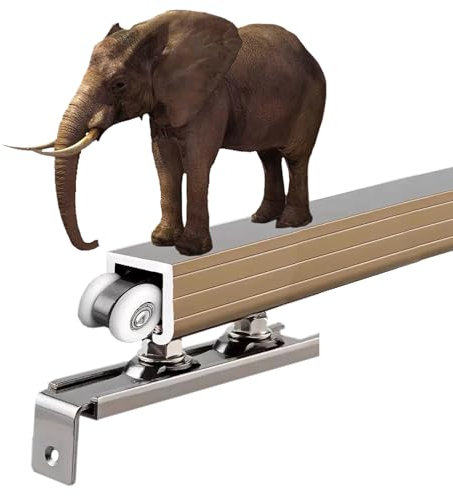 Kit herraje puerta corredera Kit De Herrajes Para Puerta De Granero De Alta Resistencia Para Techo/ Pared, Sistema De Riel Para Puerta Corrediza Con Colgador De 8 Ruedas Y Guía De Piso, Aluminio(Champ