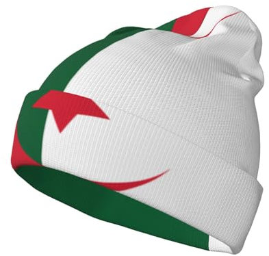 PHAYAH Beanie mit Flagge von Algerien, für Herren und Damen, dicke Strickmütze, Unisex, Wintermütze, Beanies, Totenkopfmütze, Schwarz, Schwarz, Einheitsgröße