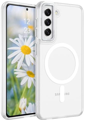 DUEDUE Hülle für Samsung S21, Kompatibel mit MagSafe Stoßfester Schutz Kratzfeste Matte Rückseite Soft TPU Handyhülle für Samsung Galaxy S21 5G 6.2 Hülle Magnetische Halbtransparent