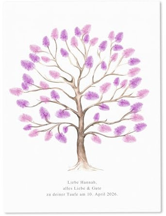 Taufgeschenk Gästebuch Taufe Gästebild personalisierte Leinwand für Fingerabdrücke Gästebuch alternative Geschenkidee Baum Geschenk Erinnerung 30x40 cm (OHNE Farbe)