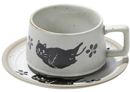 Fenteer Taza de té y platillo Juego de café Taza de café Japonés Versátil Cerámico de Cerámica para Cappuccino Milk Water Boda para el hogar, Blanco