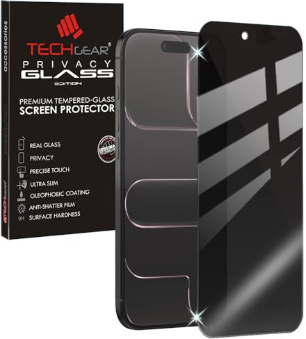 TECHGEAR Protector de pantalla de vidrio de privacidad antiespía para iPhone 17 Air (2025) - Vidrio templado, filtro de privacidad antimiradas, compatible con Touch & Face ID