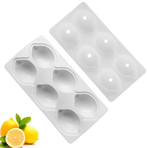 6 Gitter Silikonform Zitrone, 3D Zitronen Silikonform Früchte Für Brownies, Mousse-Kuchen, Gebackene Desserts, Kuchendekoration, Ideal Für DIY Handwerk Und Kinderbacken (Weiß)