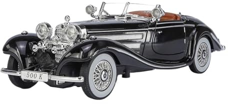 Scala 1/24 per Modello di Auto d'Epoca per 500K, Giocattolo pressofuso in Lega, Sportiva con Suono e Luce, Batteria Non Inclusa Modellino in Scala Die Cast(Black)