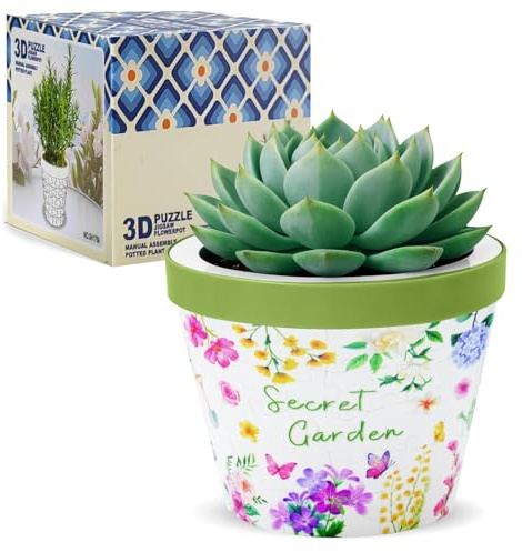 KRYSTHIA 3D-Puzzle-Pflanztopf, 152 Teile 3D-Puzzle-Vase, Kleiner Pflanztopf für den Innenbereich, Dekorative Blumenvase, DIY-Dekoration im Garten-Design