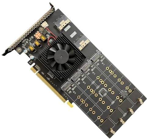 TSMORY PCIe4.0 Adattatori multipli HDD 12 porte Compatibilità flessibile Dissipatore di calore in alluminio Non rumore Design Plug and Play Adattatori NVMe Hdds