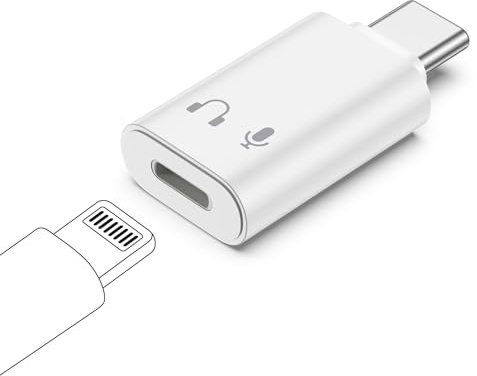 Lightning to USBC Adapter Audio for Headphone,Lightning Female to USBC Male | Earphone Converter for iPhone 17/16/15/Pro Max/Pro/Plus,i Pad and other Type C devices,Support Charging/Audio/Microphones