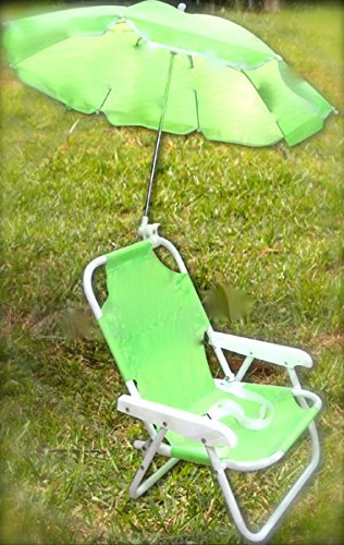 Children's Parasol Chair - Kids Deckchair & Parasol set LIME - Beach chair