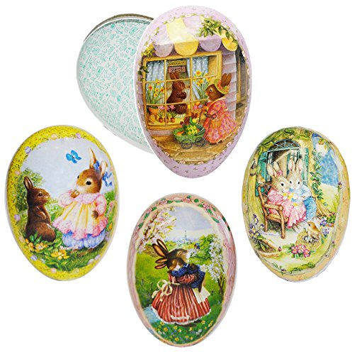 alles-meine.de GmbH 3 Stück Füll - Pappeier - 18 cm - Holly Pond Hill - süße Hasen - Osterei/Ei zum befüllen - Deko Pappe Papp Pappeier Dekoei Pappostereier Füllen - OSTE..