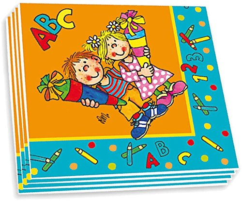 Lutz Mauder 20 Servietten * SCHULKINDER * für Schulstart-Feier oder Mottoparty // Einschulung Schule Schulbeginn Schule Kinder Geburtstag Party Napkins Papierservietten Motto