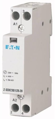 Eaton Relais d'installation 25 A, 440 V/AC, 230 V/AC, 2S, Automatique, 3000 W/AGL, 1160 va/LL, 1TE