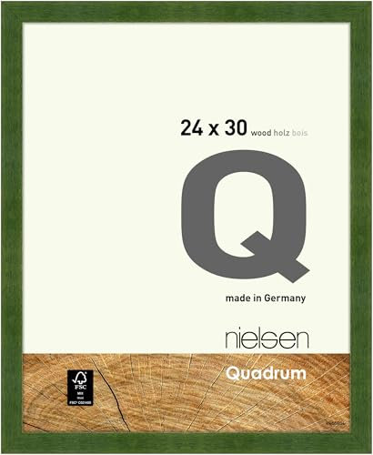 nielsen Bilderrahmen, 24 x 30 cm, Holz, Grün, Rahmen zum Aufhängen im Hoch- & Querformat, Echtglas, Quadrum