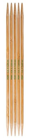 Pony Bamboo Double Pointed Knitting Needle 24cm 5.00mm