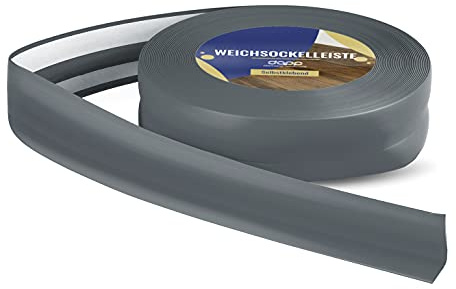 DQ-PP WEICHSOCKELLEISTE – 20m – graphit – 32x23mm – PVC – selbstklebend – Knickwinkel Fussleisten Gummileiste Sockelleiste Winkelprofil Abschlussleiste Bodenleiste