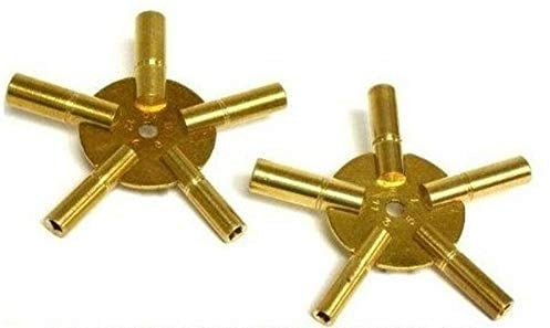 Clock Winding Keys Brass Spider odd/Even Pair Ten Sizes Key Wind Old Clocks 10 Sizes