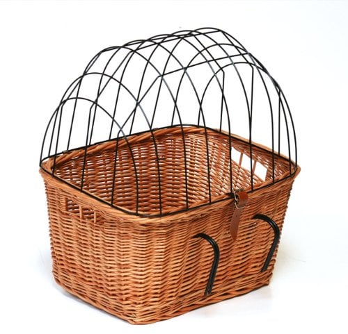 e-wicker24 Alles aus Weide Fahrrad, Retro Fahrradkorb mit Deckel, EIN Weidenkäfig, EIN Transporter für Tiere (ohne Stoffbesatz)