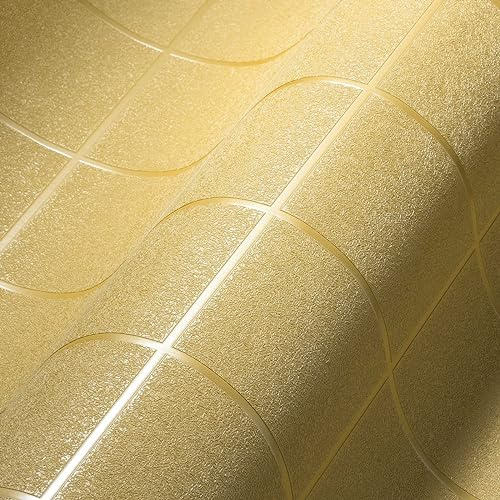 Architects Paper Vliestapete Luxury Wallpaper Tapete in Kachel Optik 10,05 m x 0,53 m gelb metallic Made in Germany 306726 30672-6