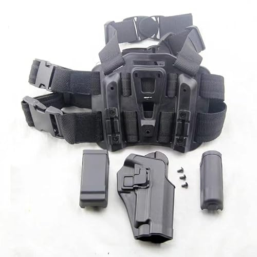 HANSTRONG GEAR Taktische rechte Bein Oberschenkel Hand Holster mit Magazin Taschenlampe Colt 1911 M1911 (Schwarz)