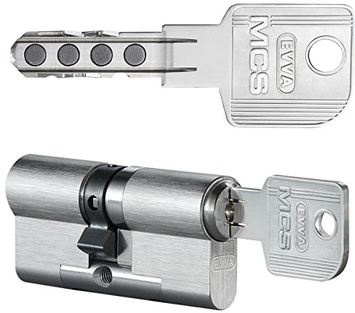 EVVA MCS Doppelzylinder 31/56 | Profilzylinder sehr hohem Kopierschutz | Magnet-Technologie Bohrschutz Ziehschutz & Not- und Gefahrenfunktion | verschiedenschließend | 5 Schlüssel | Sicherungskarte