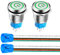 Gebildet 16mm Interruttore a Pulsante in Acciaio Inossidabile, Interruttori a Pulsante ad Aggancio, 12V-24V 5A LED 1NO1NC SPDT ON Off Interruttore a Levetta Impermeabile con Spina a Filo (LED Verde)
