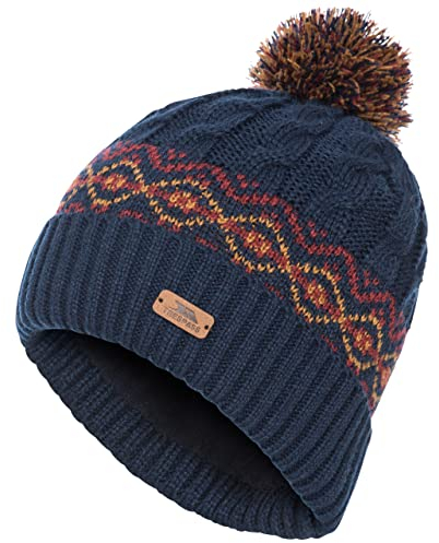 Trespass Herren Andrews Gestrickte M tze Mit Pom Pom, Navy, Einheitsgröße EU