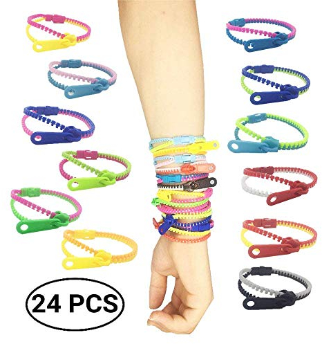 mciskin Zappeln Sie Reißverschluss-Armbänder | Freundschaft Zip Armband, Zappeln Spielzeug, Kids Party Favor, Kleine Preise (24 Stück, Zufällige Farbe)