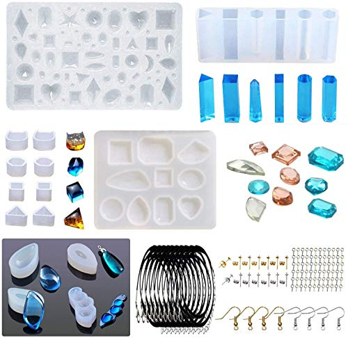 Woohome 42 Stück Silikonform Gießform Resin Form Schmuck Werkzeug, Ohrstecker Silikon Schmucksache Herstellungs Werkzeug Kompatibel mit Silikon Form, Schmucksachen DIY