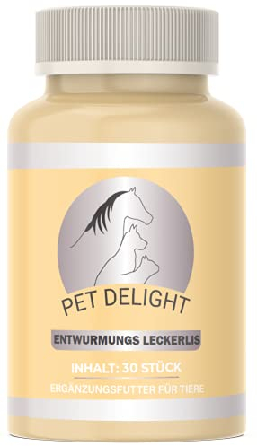 Pet Delight Wurm Ergänzungs Leckerlis - das pflanzliche Leckerli & Mittel für Hunde und Katzen als natürliche Ernährung nach Wurmkur - Hund - Katz - Vögel - Animal & Dog Dewormer - 15g