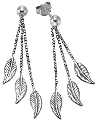 Zeeme Silber Damen Ohrringe 925/- Sterling Silber 4,1cm Glänzend Zirkonia weiß 301220080R