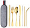 Piatti 7pcs / set notebook portatile kit di posate in acciaio inox viaggiare al di fuori picnic utensile da cucina il pranzo, facile da pulire e lavastoviglie - sicuro e lucidato a specchio,oro