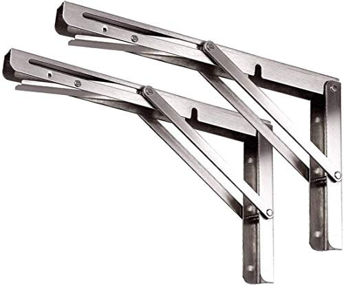 Toirxarn Folding Shelf Brackets Stainless Steel 12 Pack of 2 – Heavy Duty Wall Mounted Foldable Shelf Support for Garage, Kitchen, Workbench, RV, Outdoor – Rust-Resistant, 80kg Load Capacity
