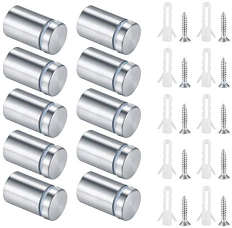 10 Pcs Standoff Wall Fixings, Glass Standoff Bolt, Stainless Steel Advertising Screw, Advertising Nails for Sign Displays ,Sign Standoff Wall Mount(Silver) (10)