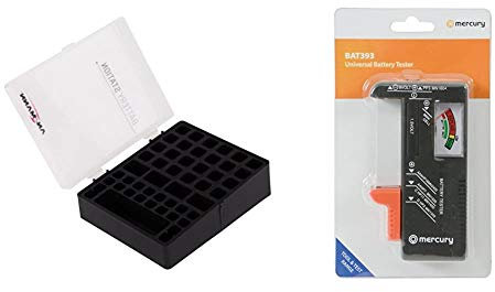 ANSMANN Battery Station [Pack of 1] Battery Storage Organiser Case for AA, AAA, and 9V Block Batteries - Ideal For Storing, Protecting Full and Empty Batteries & Mercury | Universal Battery Tester