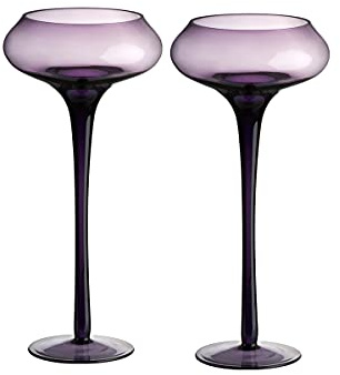 Kerzenhalter Andromeda Windlicht 2er-Set 30 cm Leuchter auf Fuß Glas lila