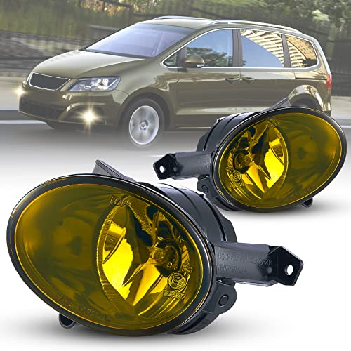 Nebelscheinwerfer satz für Volkswagen Tiguan Beetle Caddy 3 Eos Golf 6/Cabriolet/Plus Jetta 4 Touran Up, (VW 5N 5C1 5C7 2K 1F7 5K1 AJ5 517 5M1 521 162), SEAT Alhambra 710, glas gelb linse,1 paar
